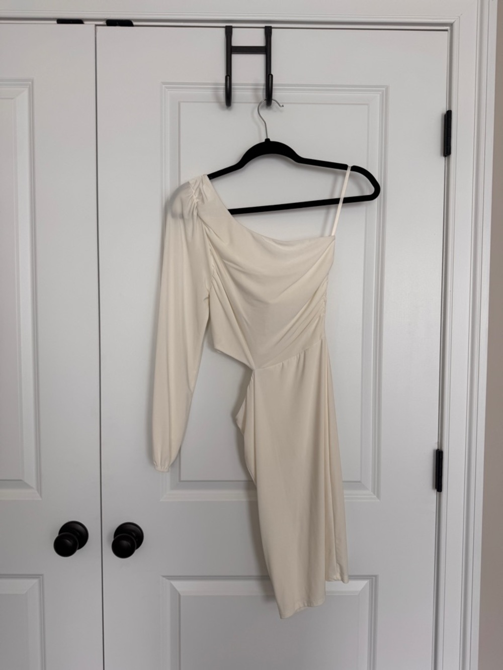 Asymmetrical One-Shoulder Cream Dress